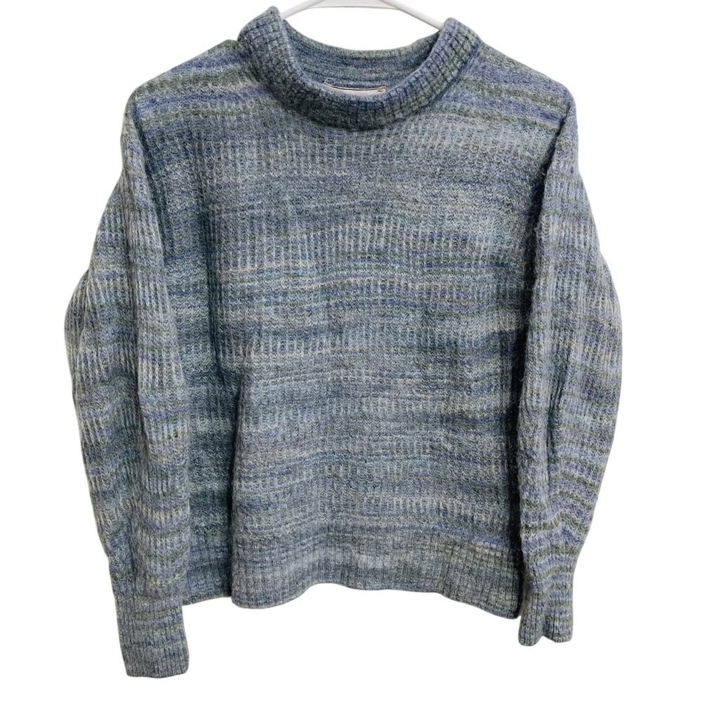 Everlane Alpaca Crew Sweater XS Blue Fuzzy Lightweight Knit Cozycore‎ Scandi
